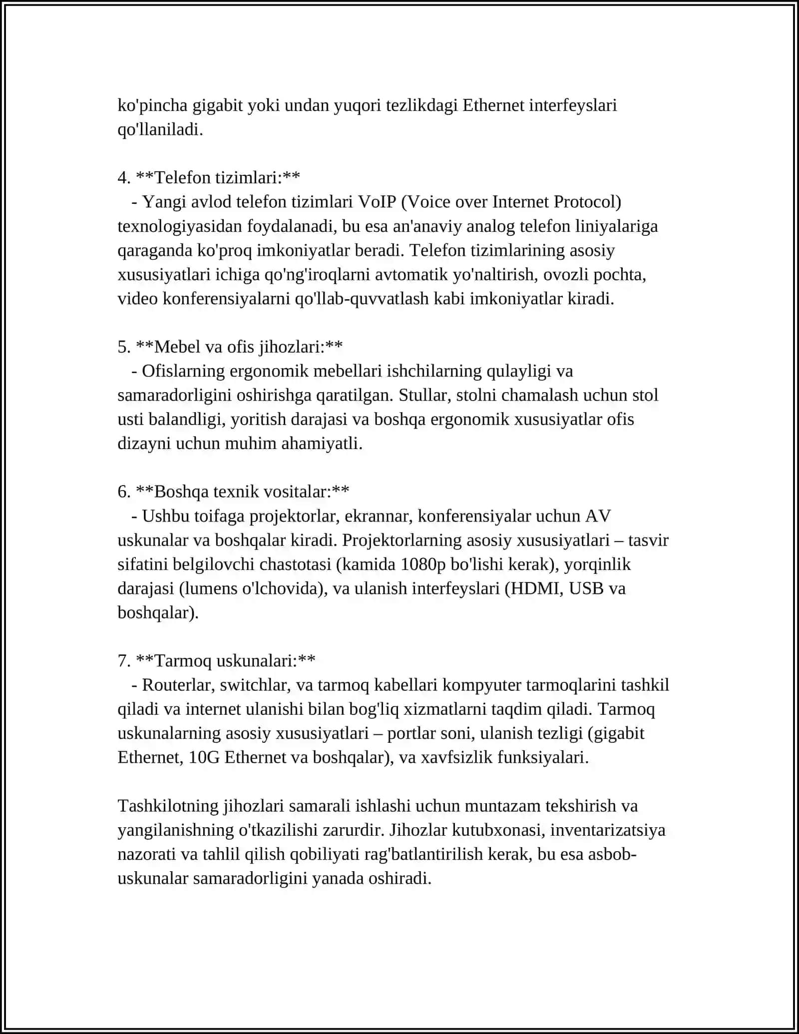 TASHKILOT JIHOZLARI VA MASHINALARI UNUMDORLIGINI ANIQLASHDAGI UMUMIY QOIDALAR 4