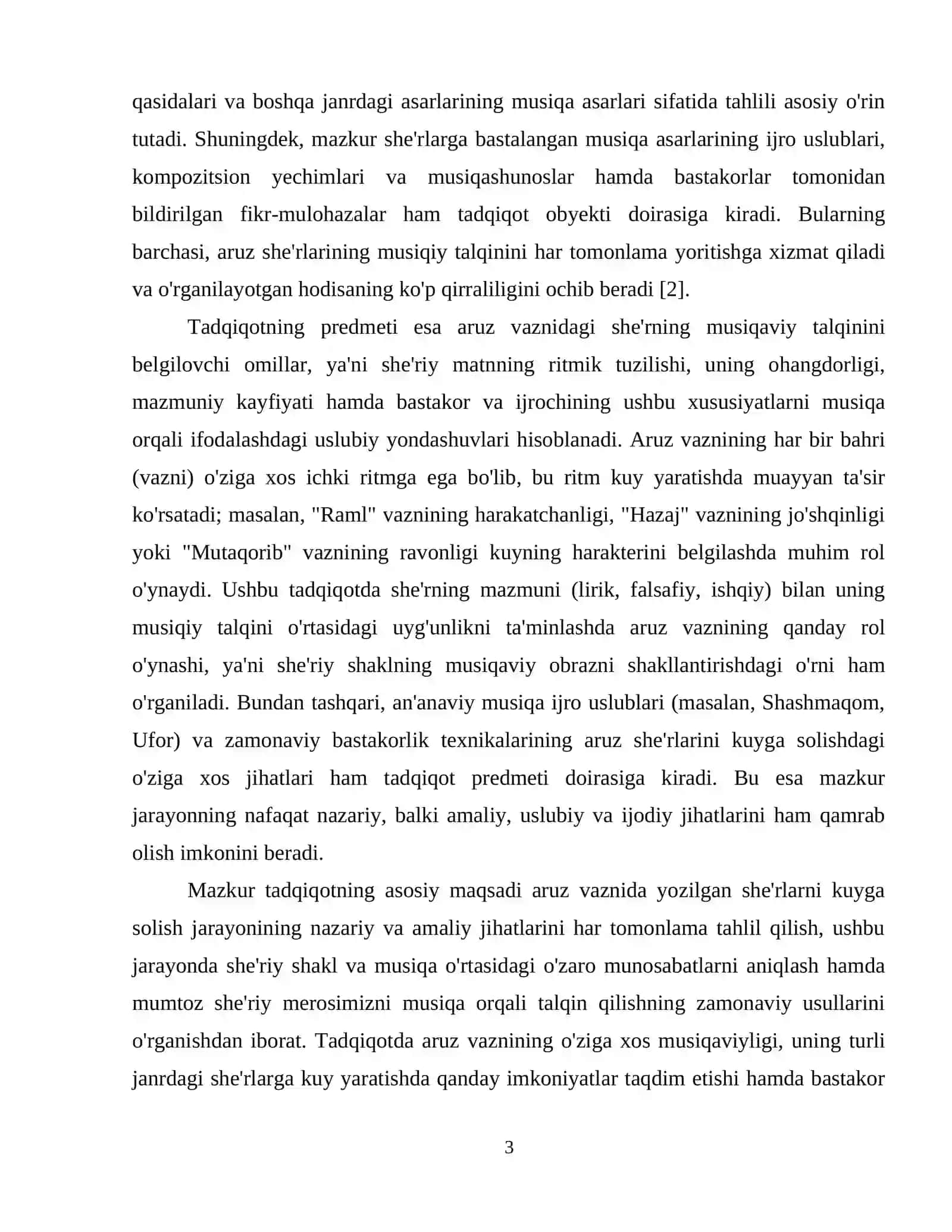 Aruz vaznida yozilgan she'rlarni kuyga solish tajribasi 4