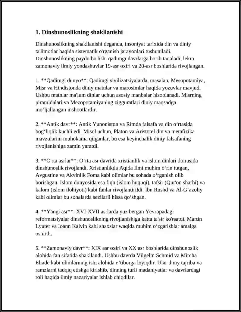 DINSHUNOSLIKNING FAN SIFATIDA SHAKLLANISHI, PREDMETI, FUNKSIYALARI,KATEGORIYALARI 4