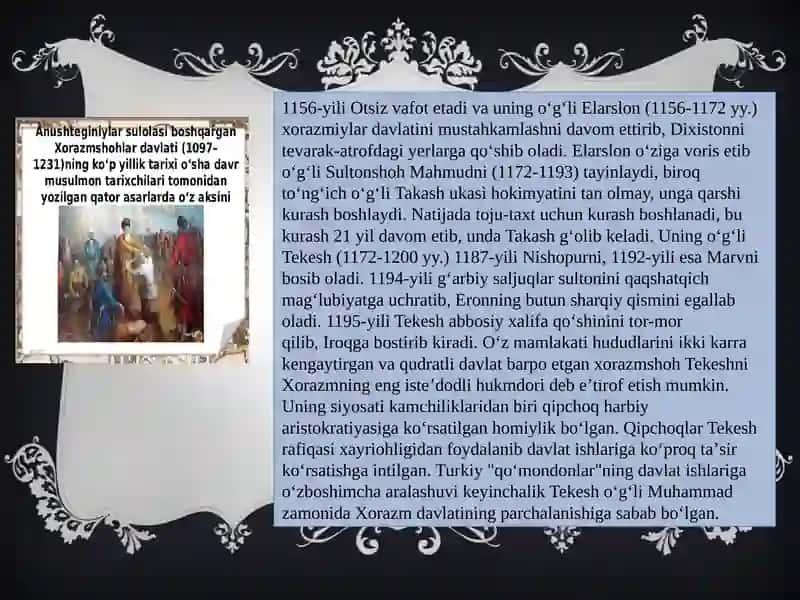 Xorazmshohlar davlay boshqaruvi va ijtimoiy iqtisodiy hayot 4