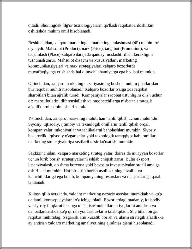 Xalqaro marketing nazariy asoslari 4