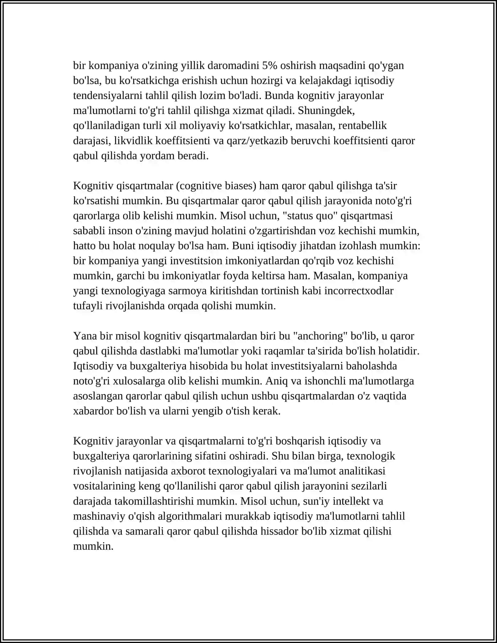 IQTISODIYOT VA BUXGALTERIYA HISOBI SOHASIDA KOGNITIV JARAYONLARNING OʻRNI 4