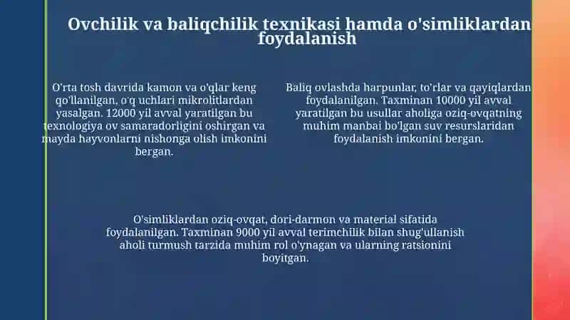 Mezolit davri xôjaligi va moddiy madaniyati 4