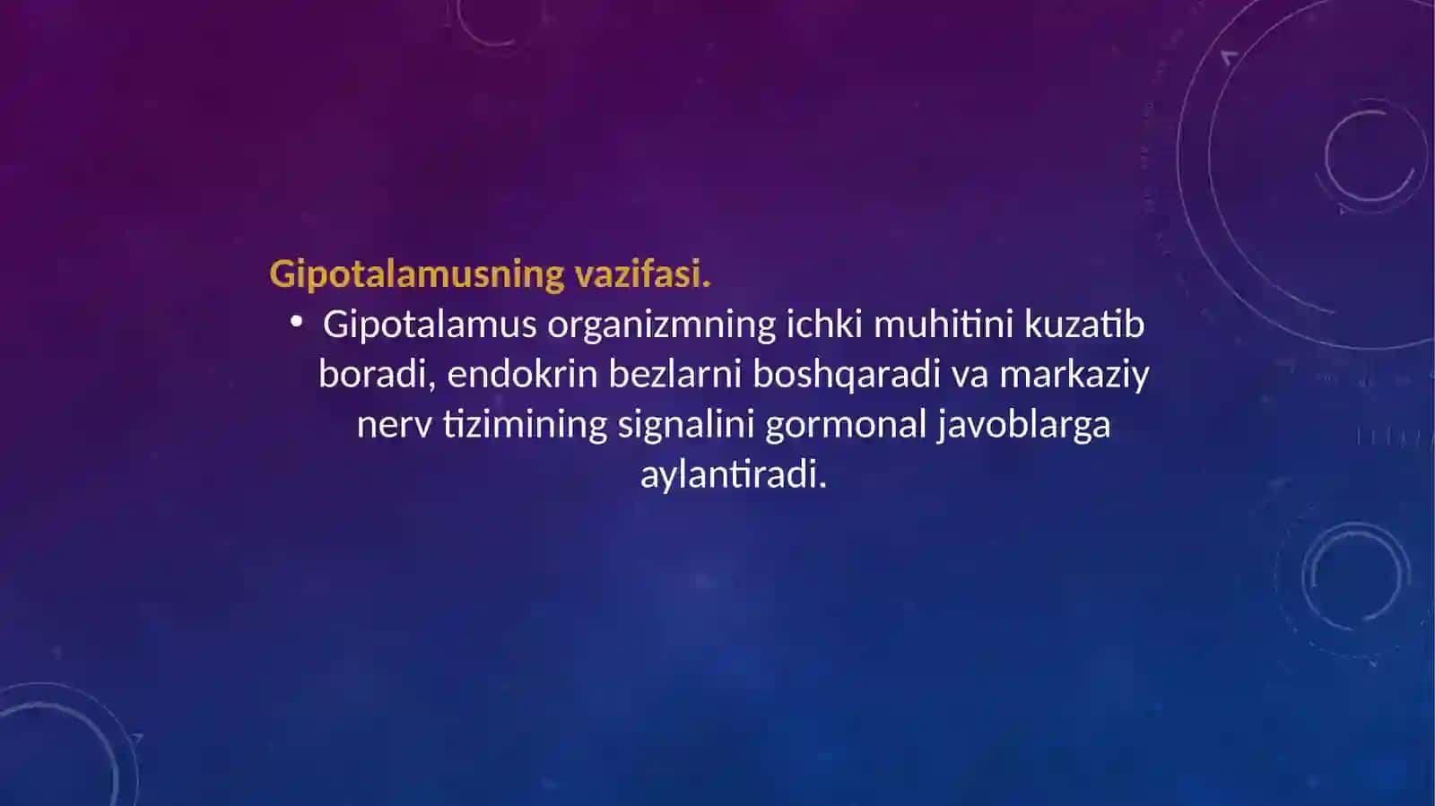 Neyro endokrin tizimining struktur va funksional tavsifi. 4