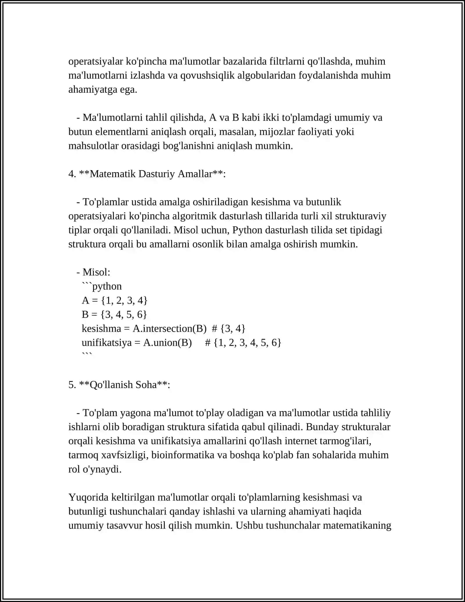 To'plamlarni Sinflarga Ajratishga oid Misollar 4