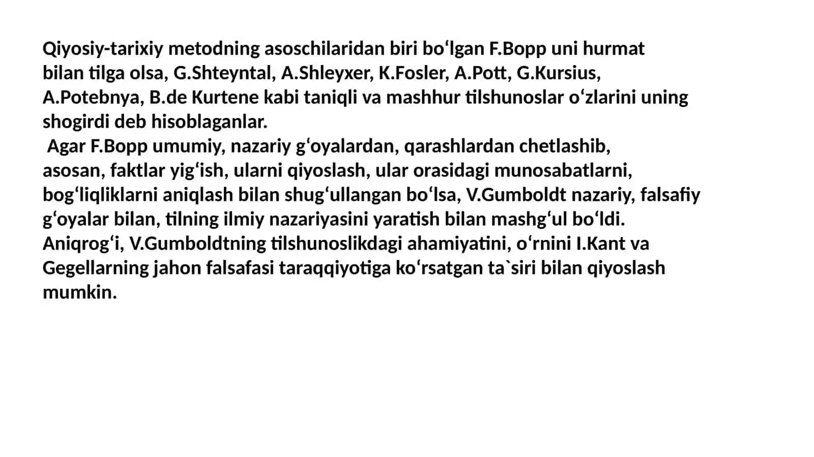 VILGELIM FON GUMBOLDT VA UMUMIY TILSHUNOSLIK. KOMPARATIVISTIKA 4