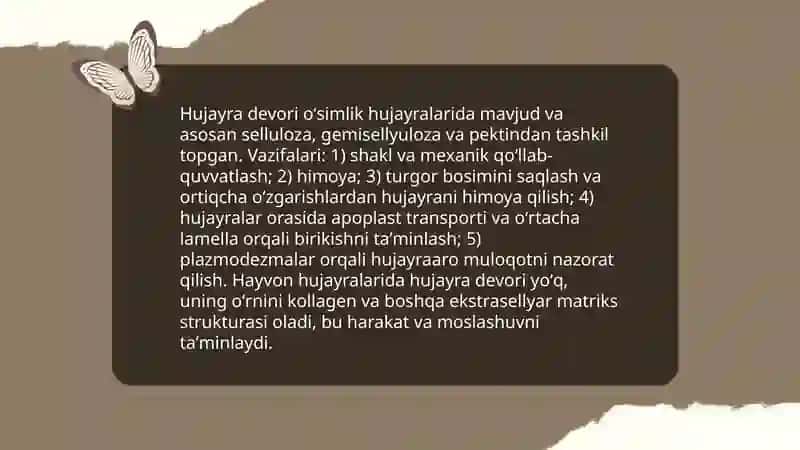 Oʻsimlik va hayvon hujayralari oʻxshashligi va farqi 4