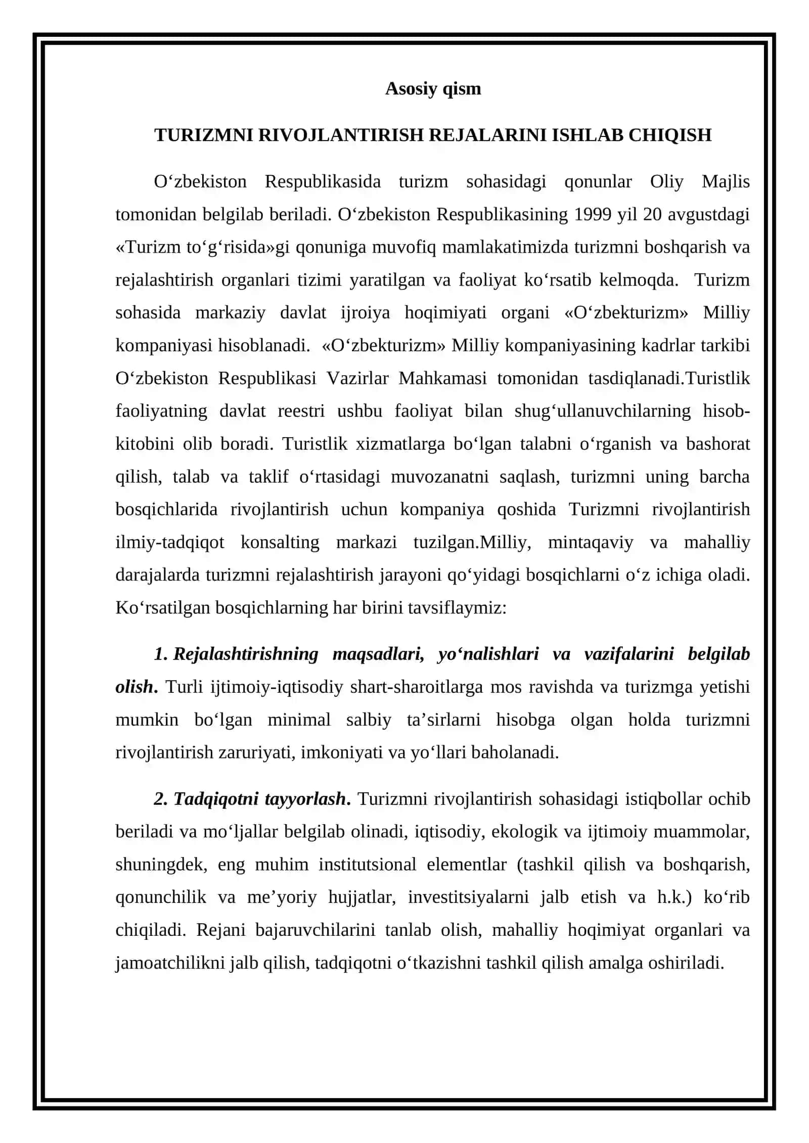 Turizm sohasini rivojlantirishning tashkiliy huquqiy mexanizmlari 4