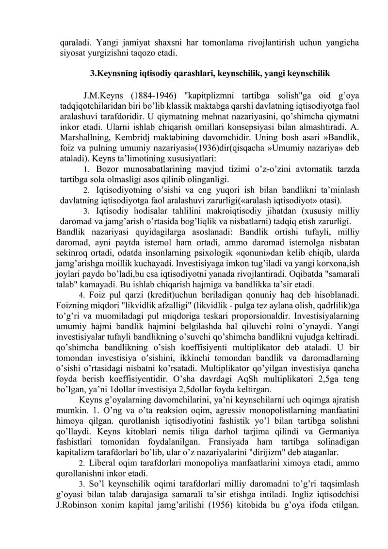 HOZIRGI ZAMON IQTISODIY TA’LIMOTLARNING ASOSIY YO’NALISHLARI MUSTAQIL TA'LIM 4