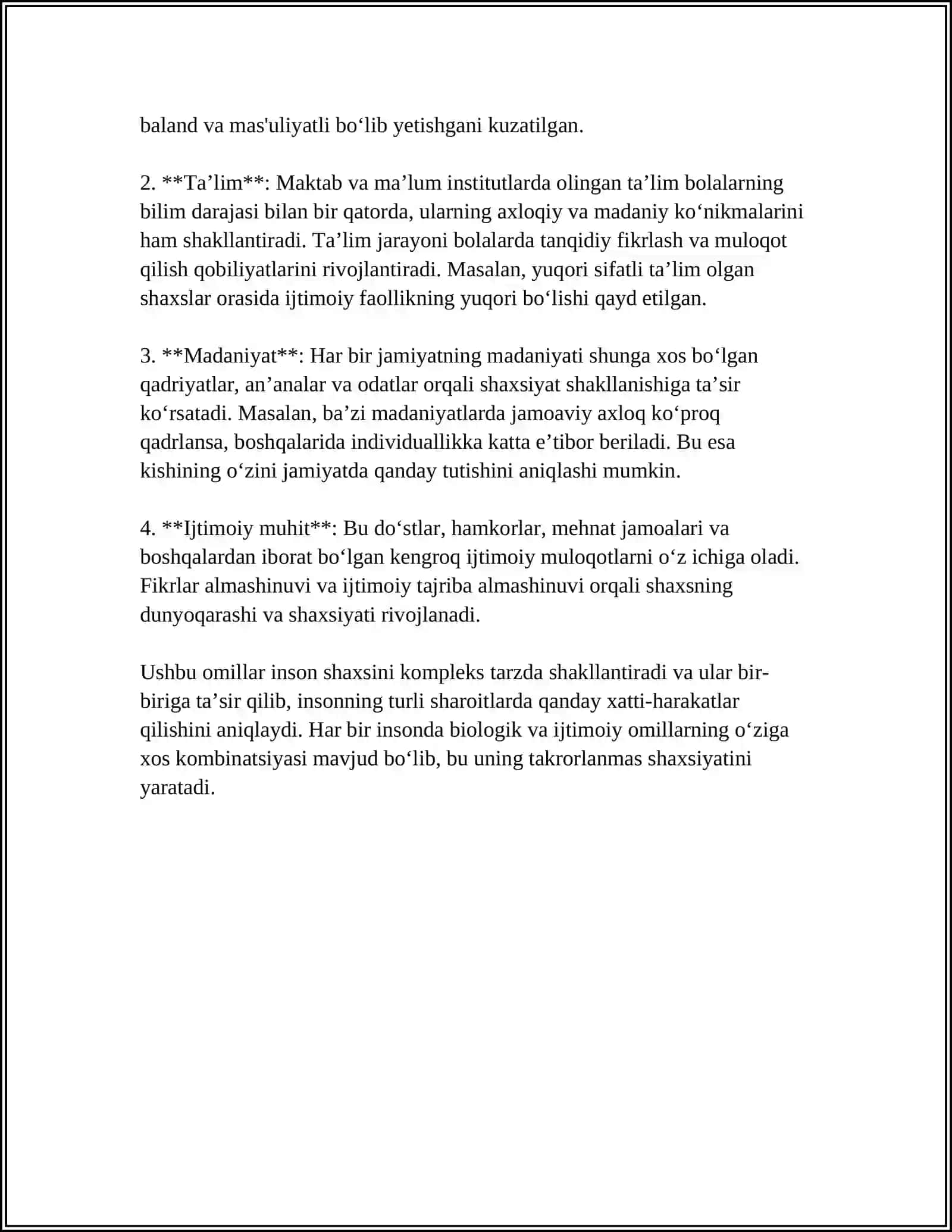 ODAM BIOLOGIK VA IJTIMOIY FAKTOR NATIJASI EKANLIGI 4