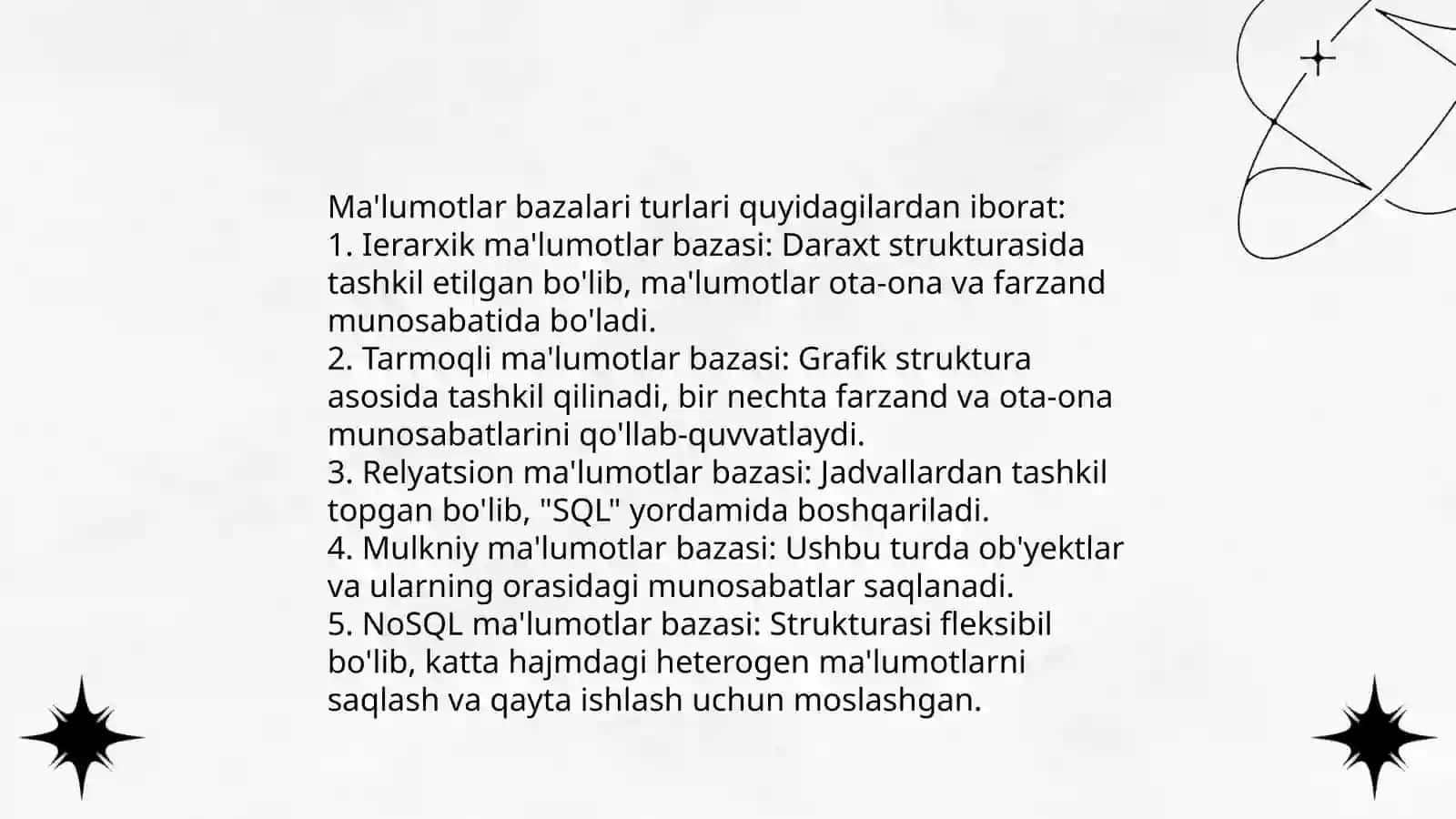 Ma'lumotlar bazasi administratorlash va xavfsizligini ta'minlash 4