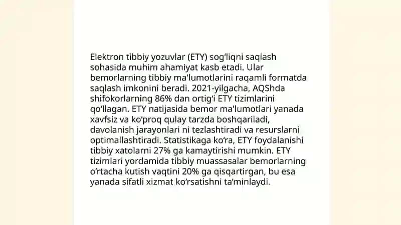 Tibbiyot masalalarini yechishda axborot - kommunikatsiya texnologiyalari 4