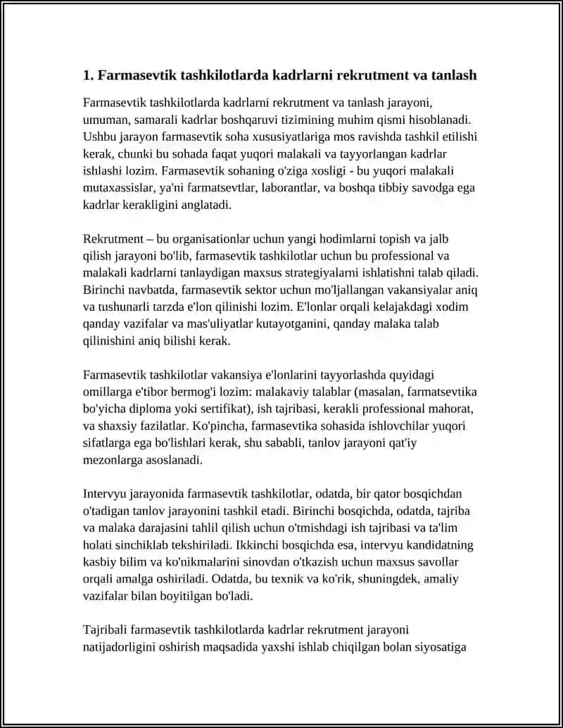Farmasevtik Tashkilotlarda Kadrlar Boshqarilishi 4