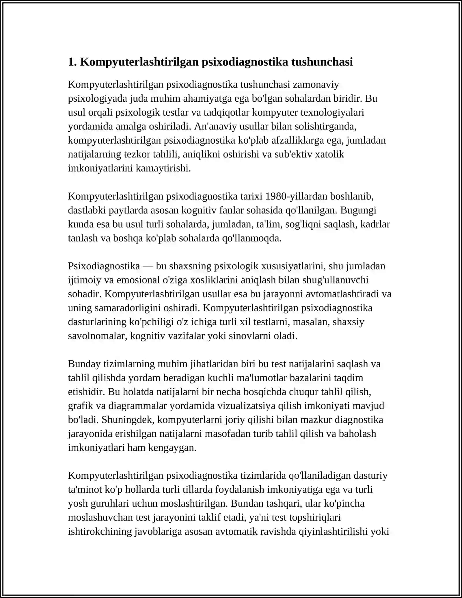 TIXOMIROVNING KOMPYUTER LASHTIRILGAN PSIXODIAGNOSTIKA BOSQICHLARI TAHLILIGA BAGʻISHLANGAN MAQOLASI BOʻYICHA ESSE YOZISH 4