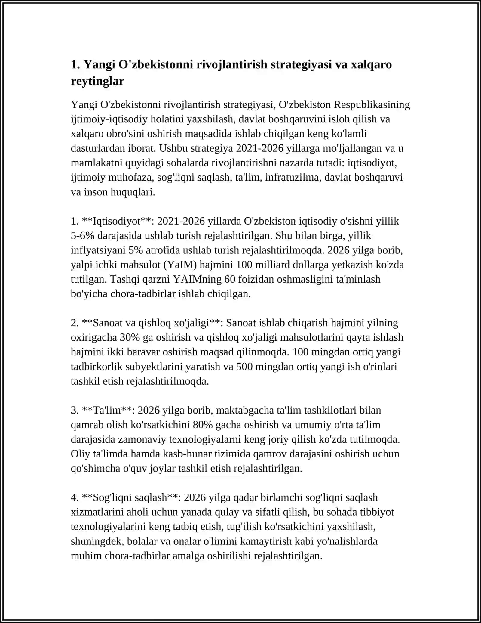 YANGI O'ZBEKISTONNI RIVOJLANTIRISH STRATEGIYASI 4