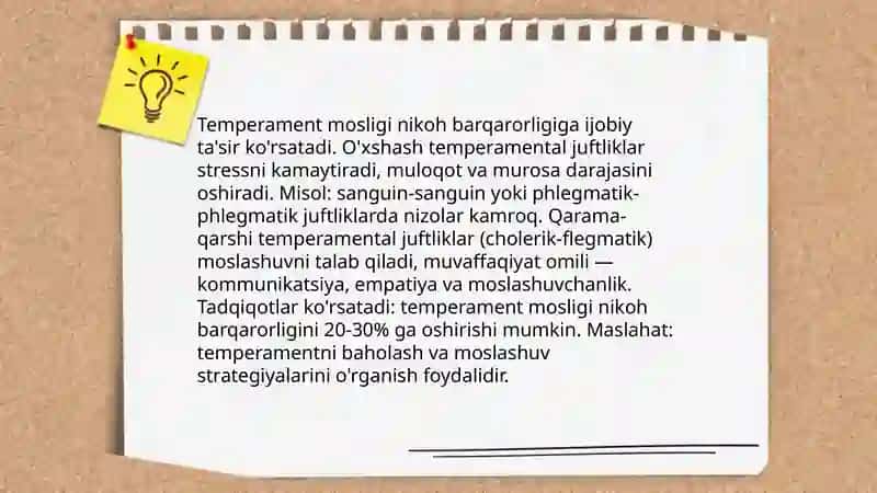 Temperament Tipiga Mos Juft Tanlash-Oilaviy Munosabatlar Omili Sifatida 4