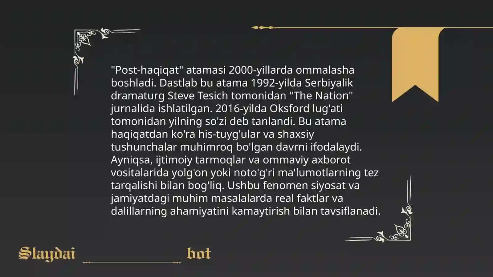 Post-haqiqat nima 4