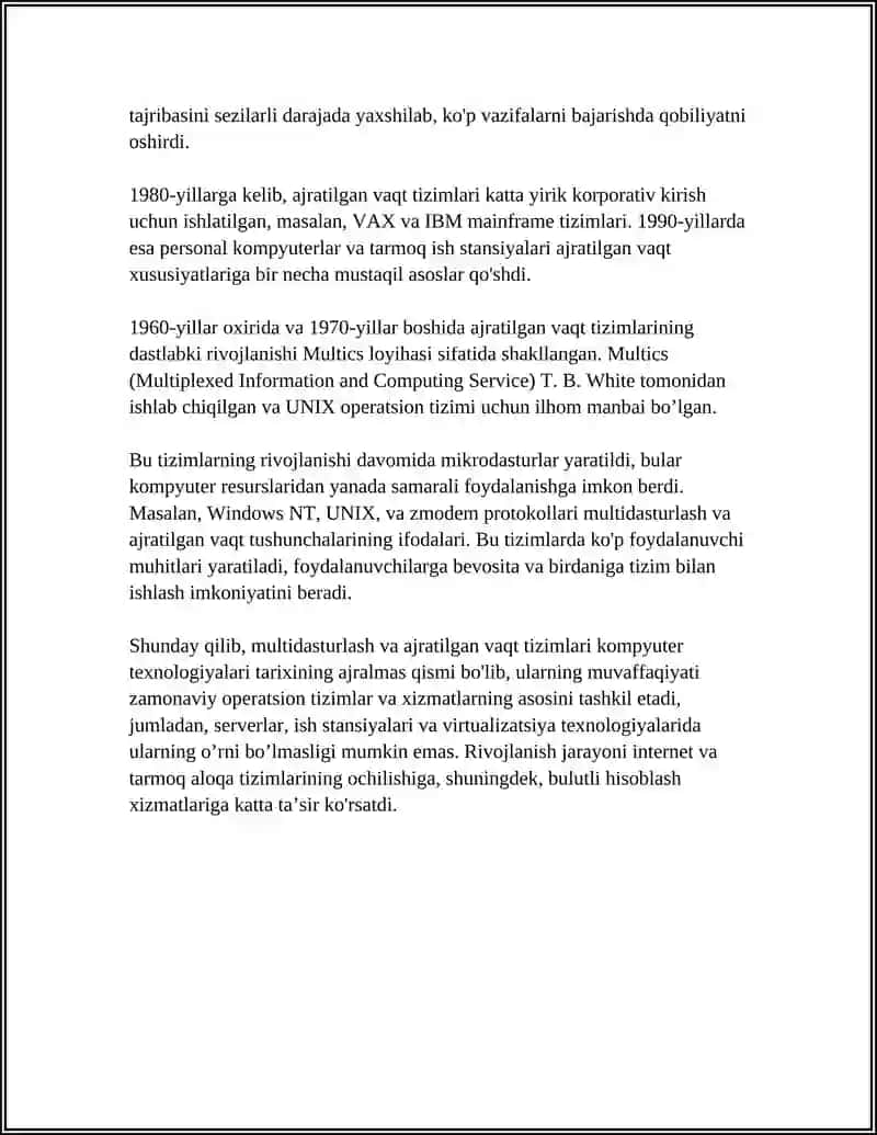 Multidasturlash va Ajratilgan Vaqt Tizimlari 4