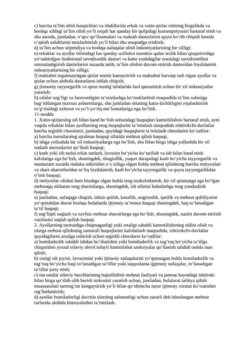 Xotin-qizlarni kamsitishining barcha shakllariga barham berish to‘g‘risida Konvensiya 4