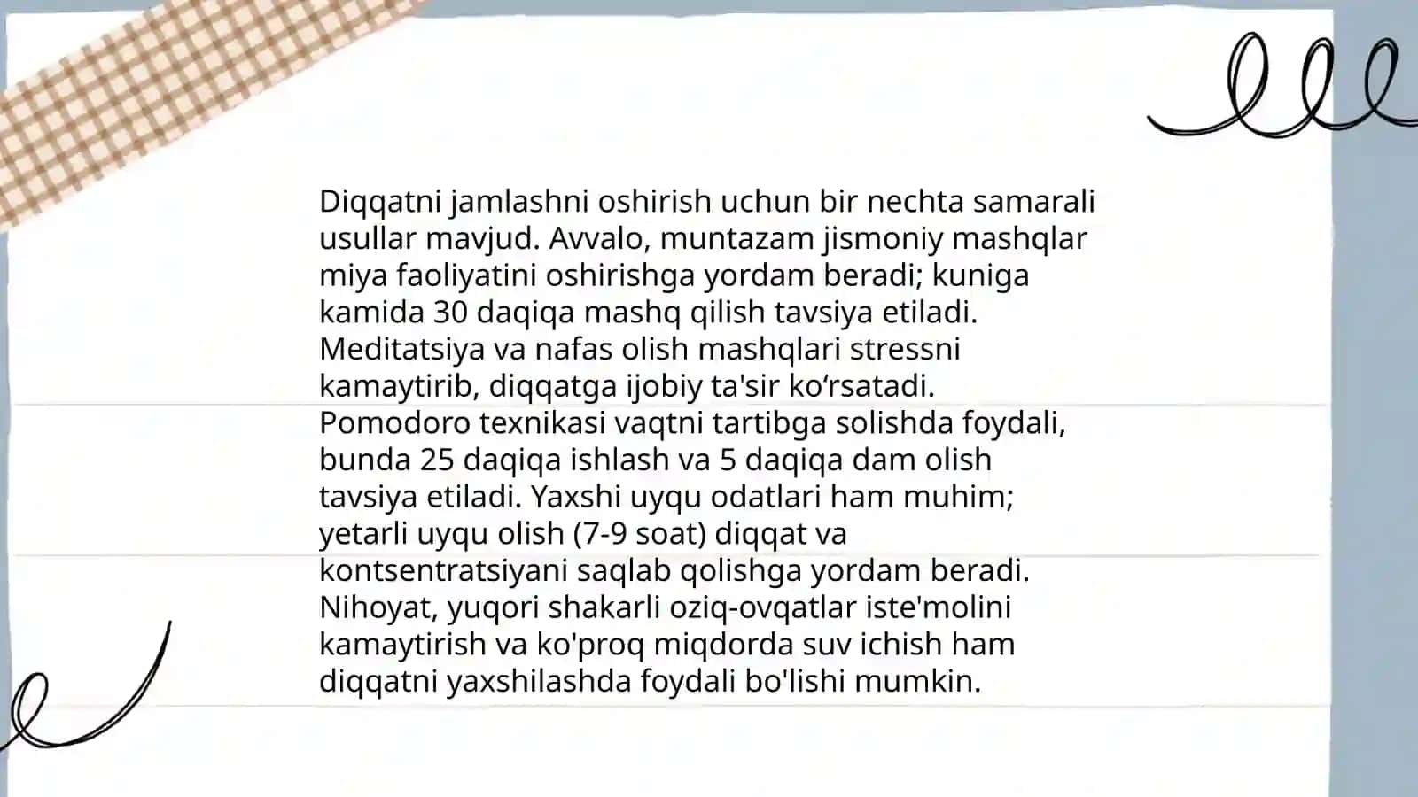 Diqqatni bir ishda jamlash haqida tadqiqot 4