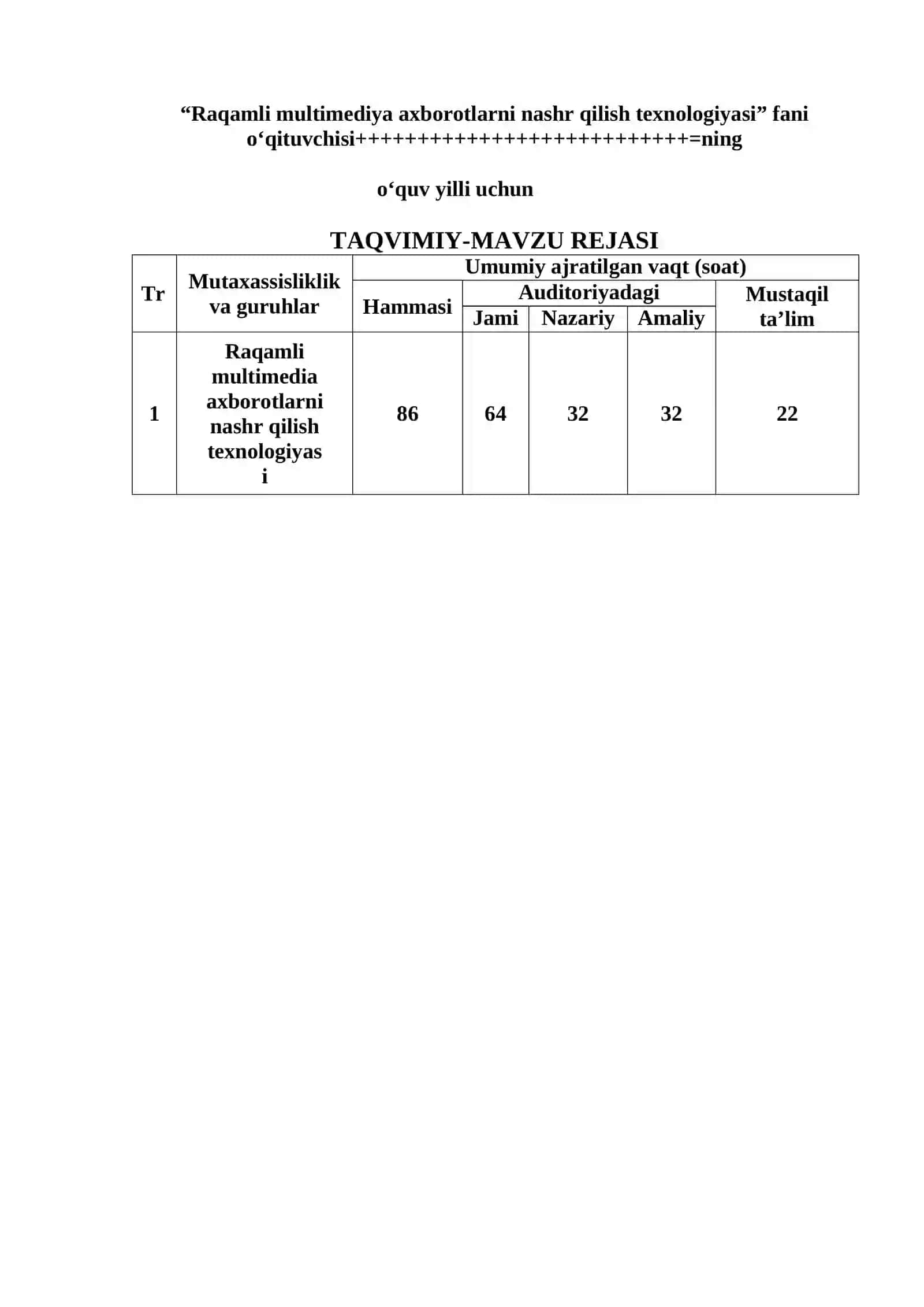 Raqamli multimediya axborotlarni nashr qilish texnologiyasi fanidan O‘QITISH MATERIALLARI 4