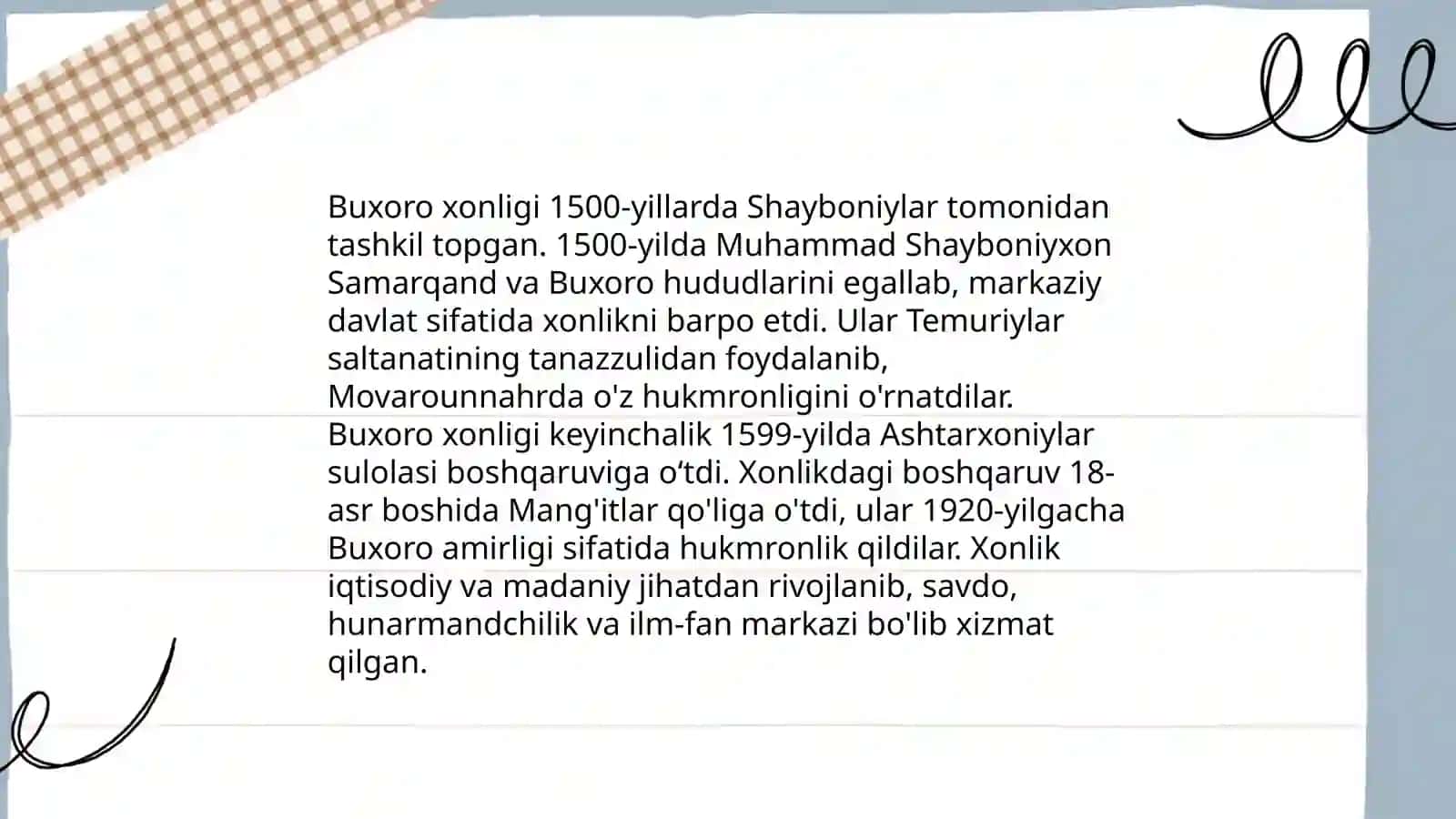 XVI-XIX asrlar birinchi yarmida Oʻrta Osiyodagi ijtimoiy-siyosiy ahvol 4