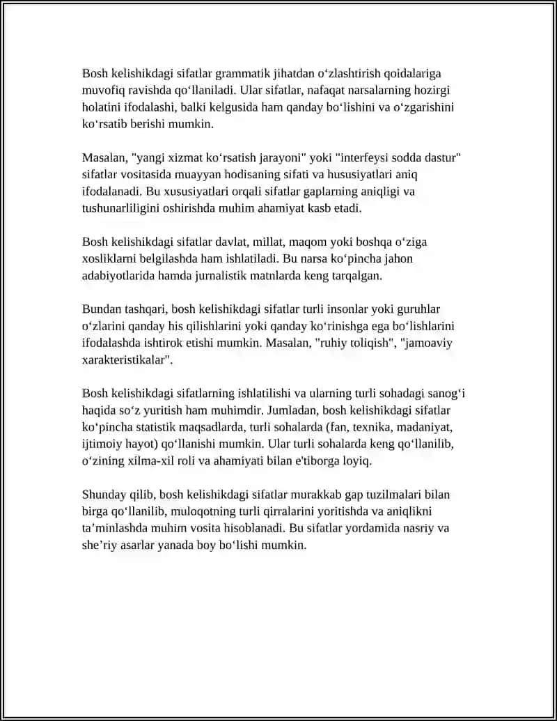 LOTIN TILIDA SIFATLARNING BOSH KELISHIK VA QARATQICH KELISHIKLARDAN FOYDALANISH 4