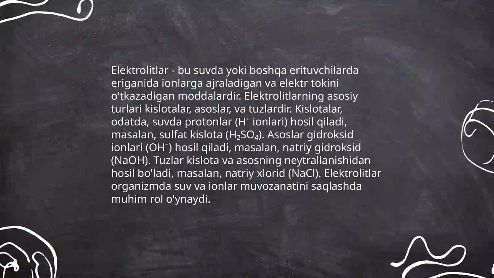 Elektrolit eritmalarning elektr oʻtkazuvchanligi.Elektrodlardagi jarayonlar.Potensiallar xosil bõlishi.Elektrokimyoviy davolash va diagnostika usullari 4