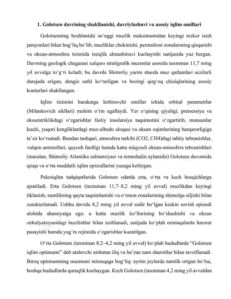 Golotsen Davri Iqlimi va Tabiiy Sharoiti 4