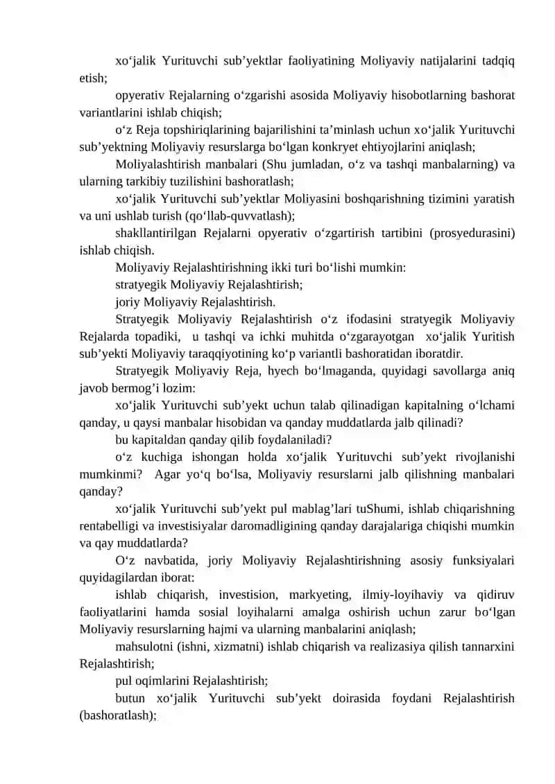 Moliyaviy Rejalashtirish va bashoratlash 4