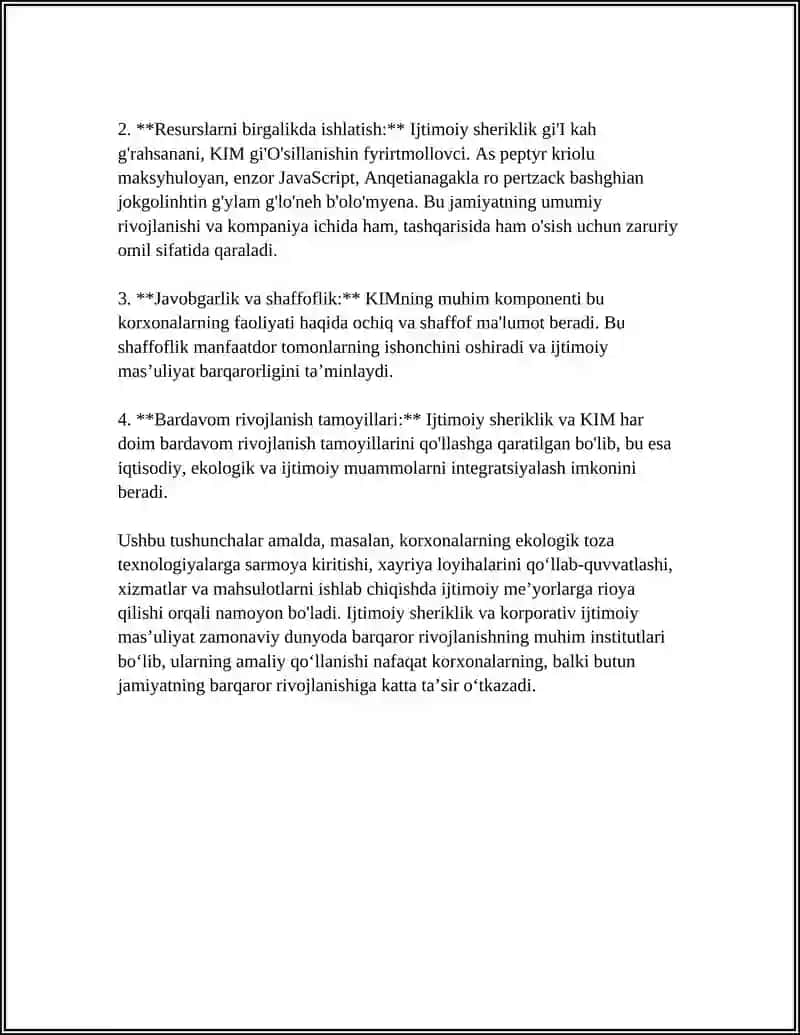 IJTIMOIY SHERIKLIK - KORPARATIV IJTIMOIY MA’SULIYATNI AMALGA OSHIRISHNING ZAMONAVIY INSTITUTI 4