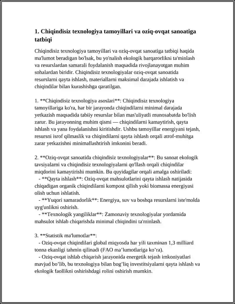CHIQINDISIZ TEXLOGIYA KONSEPSIYASI VA UNING OZIQ-OVQAT SANOATIDA QO'LLANISHI 4