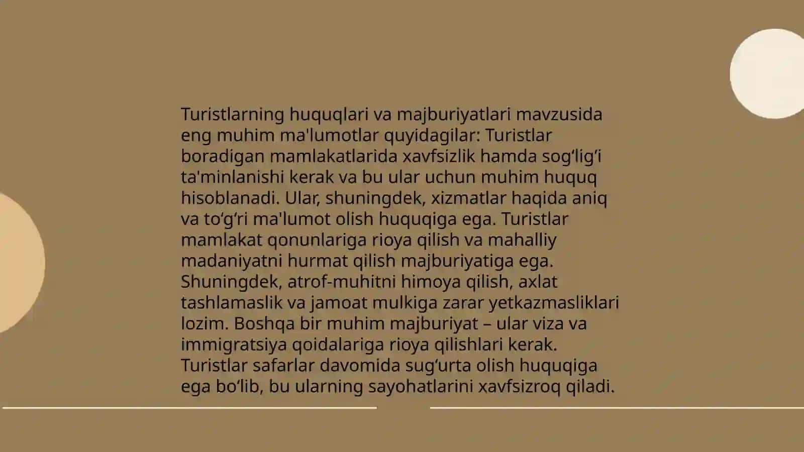 Oʻzbekiston respublikasining turizm qonuni doirasida turistlar oʻrtasidagi huquqiy munosabatlar 4
