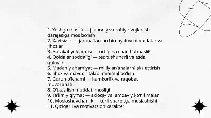 Sport bayramlari uchun milliy va harakatli o'yinlar 4