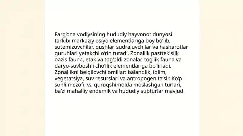 Fargona vodiysini zoogeokrafik rayonlashtirish 4