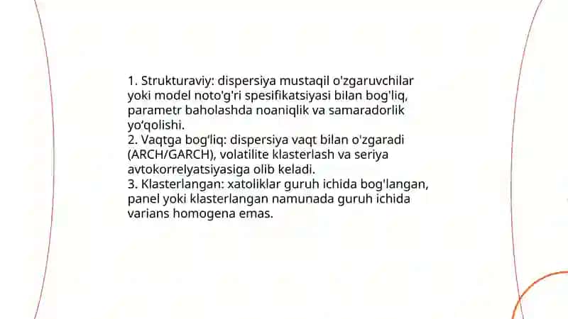 Geteroskedastiklil tushunchasi va unga qarshi kurash usullari 4
