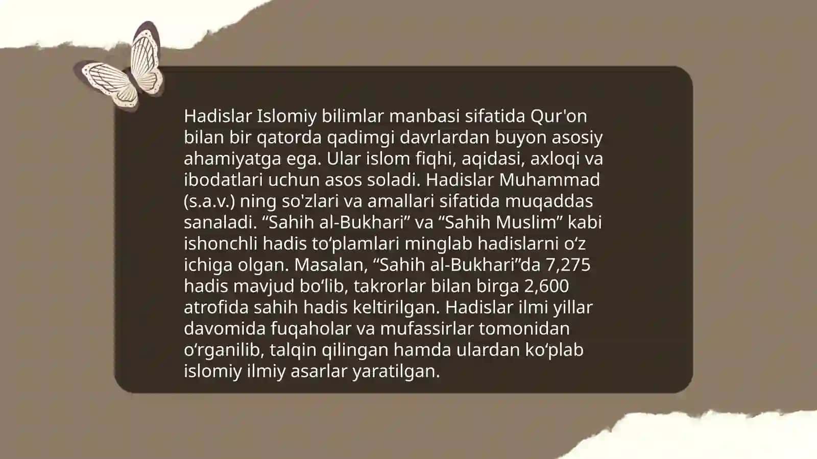 Hadis tushunchasining mohiyati, hadislarning turlari va tasnifi 4