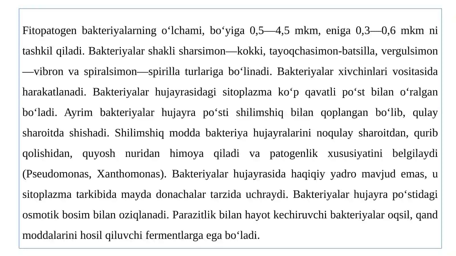 Fitopatogen bаkteriyаlаr hаqidа umumiy mа'lumot vа ulаrning ko‘pаyishi 4