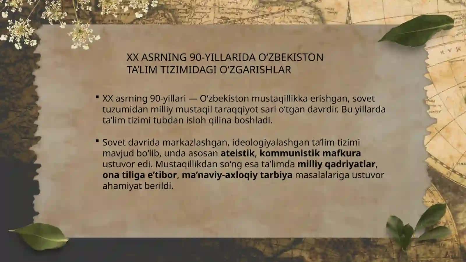 XIV asrdan XX asrning 90-yillarigacha bo'lgan davrda tarbiya,maktabva ta'lim tizimi 4
