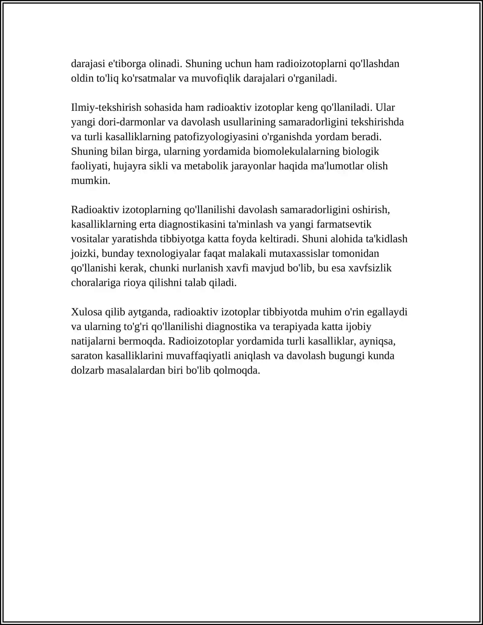 TIBBIYOTDA RADIOAKTIV IZOTOPLARDAN FOYDALANISH 4
