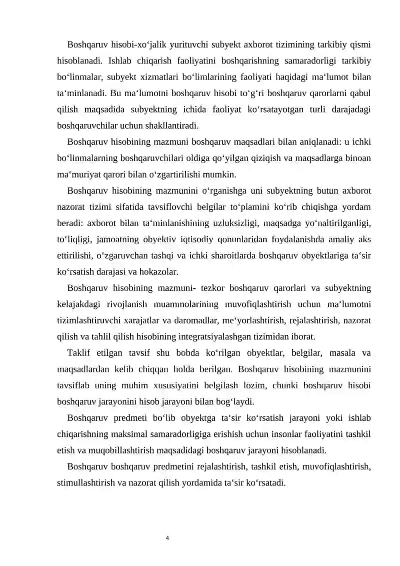 Oʻzbekiston respublikasida boshqaruv hisobini tashkil etishni rivojlantirish yoʻnalishlari 4