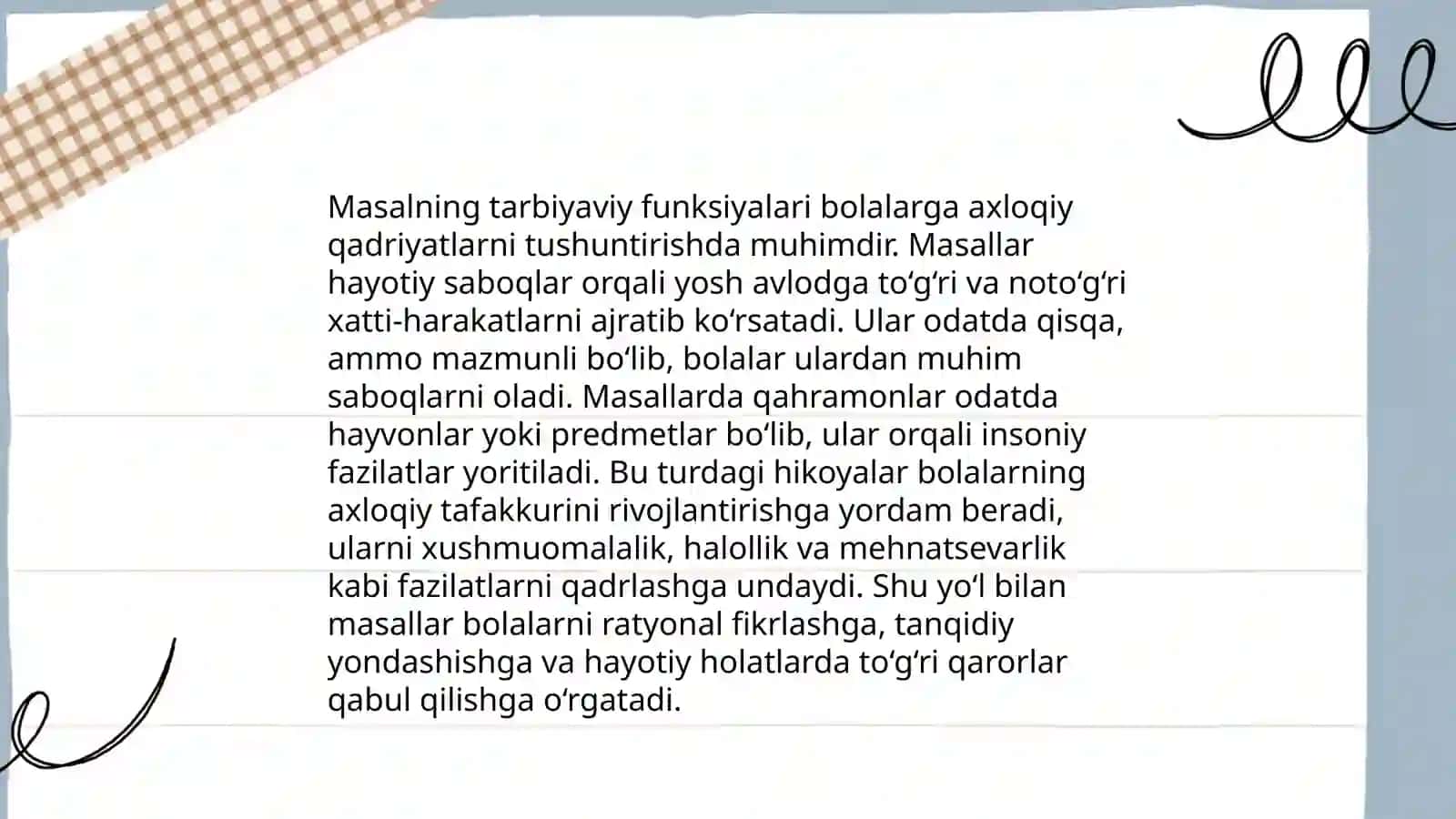 Masal janriga xos matnlar ustida ishlash metodikasi 4