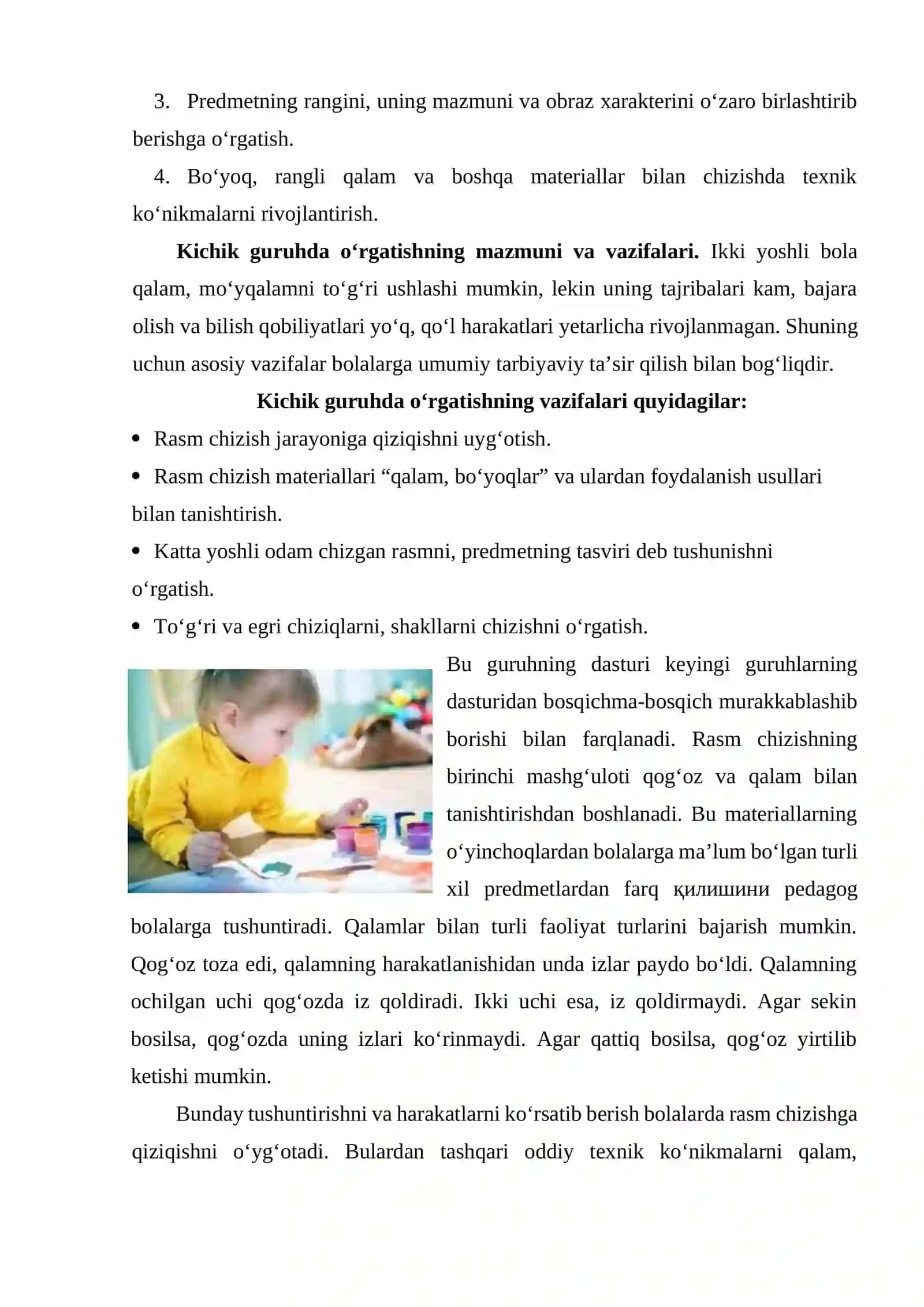 Maktabgacha yoshdagi bolalarni rasm chizishga o‘rgatish 4