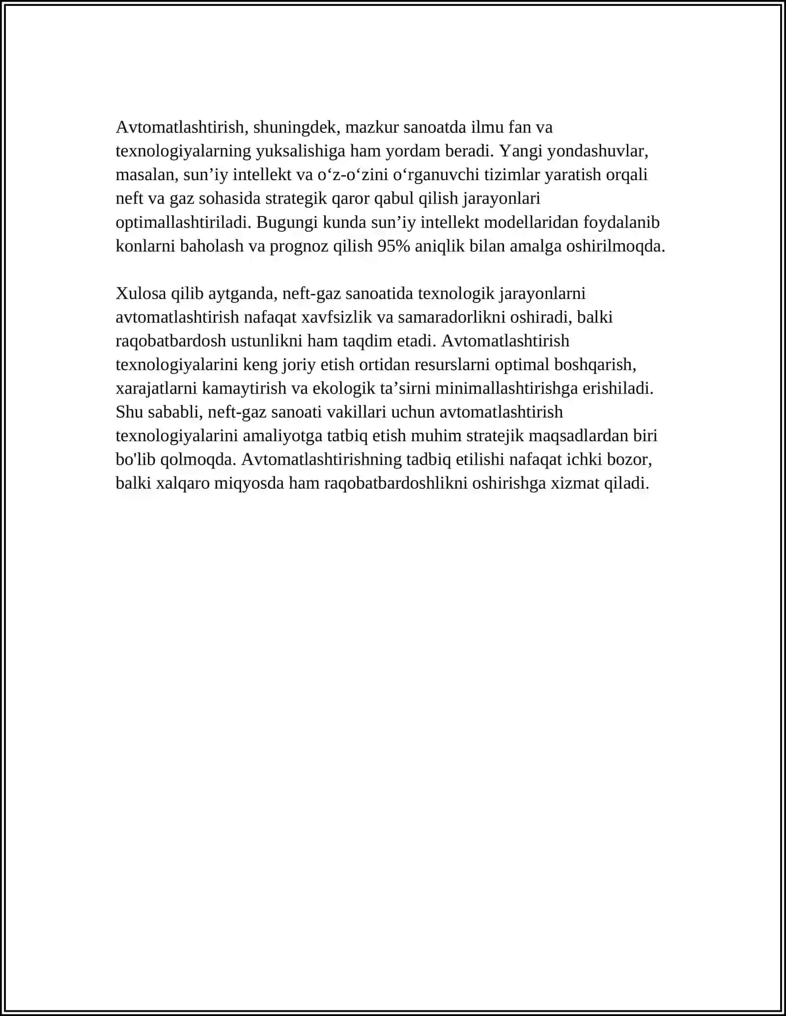 TEXNOLOGIK JARAYONLARNI AVTOMATLASHTIRISHNING NEFT-GAZ SANOATIDAGI ROLI 4