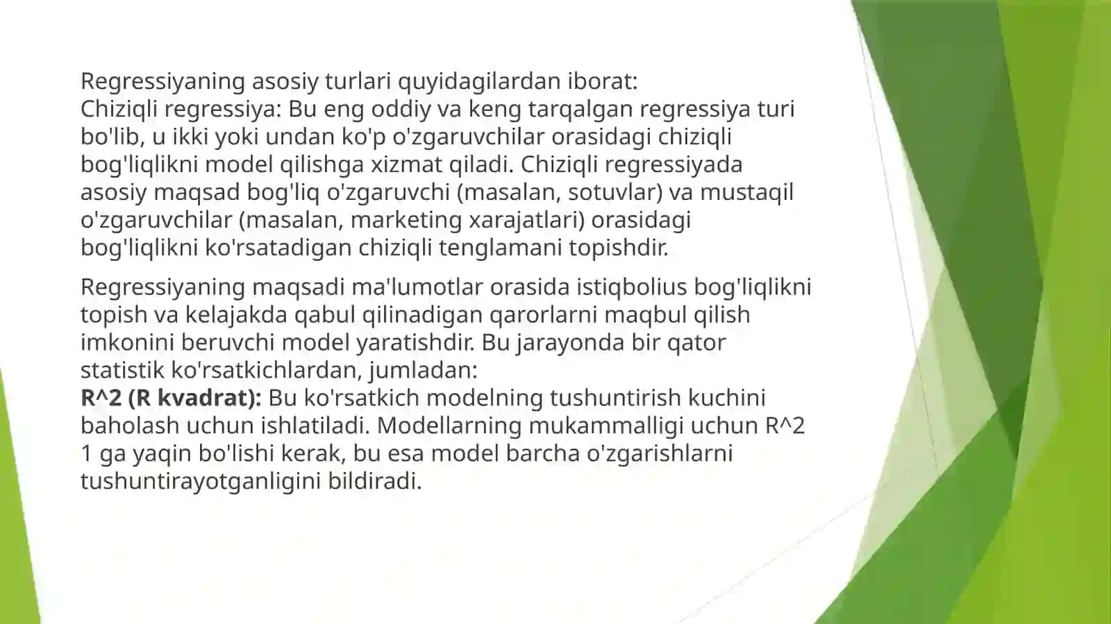 Regressiyaning xususiy tenglamasi 4
