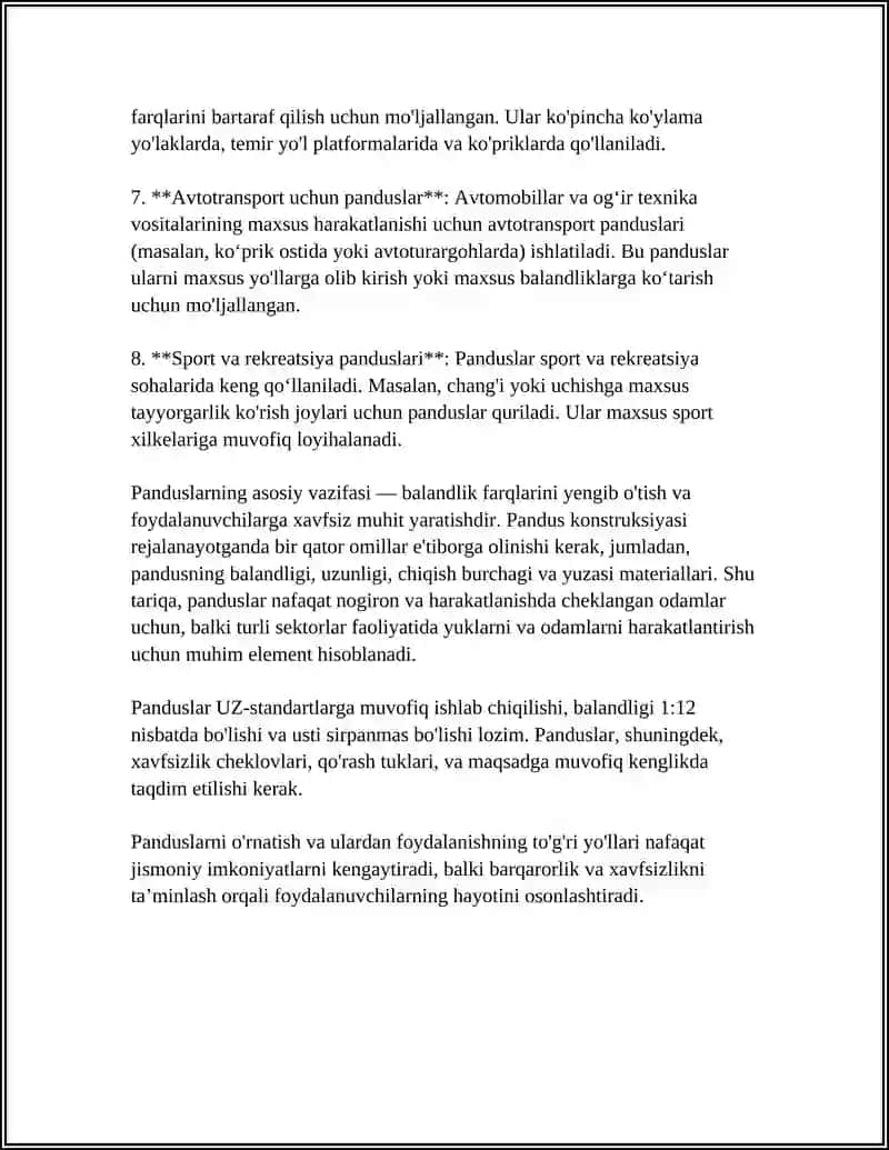 PANDUSLAR VA ULARNING KONSTRUKTIV YECHIMLARI 4