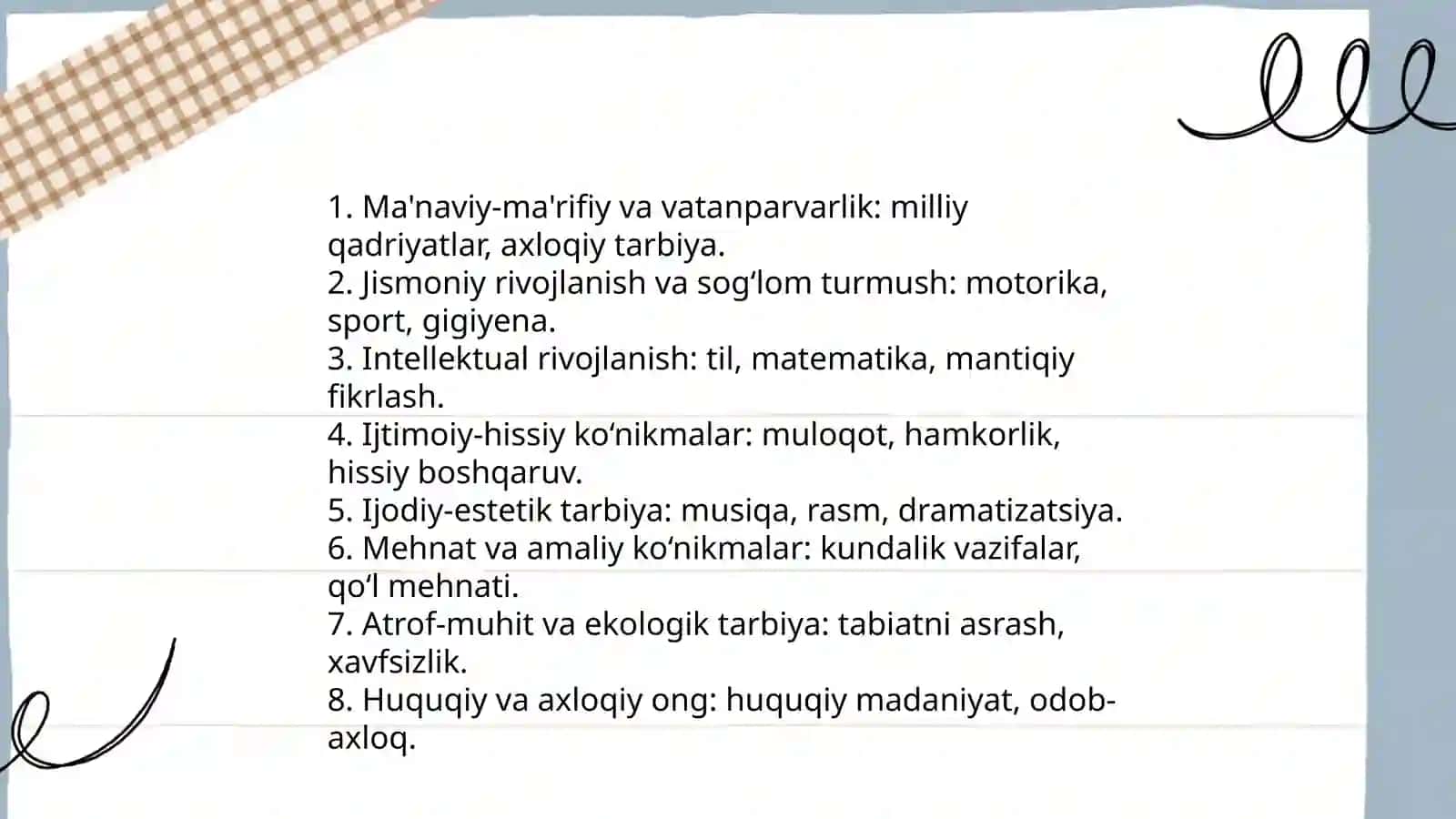 Davlat talablarida maktabgacha ta'lim-tarbiyaning mazmuni 4