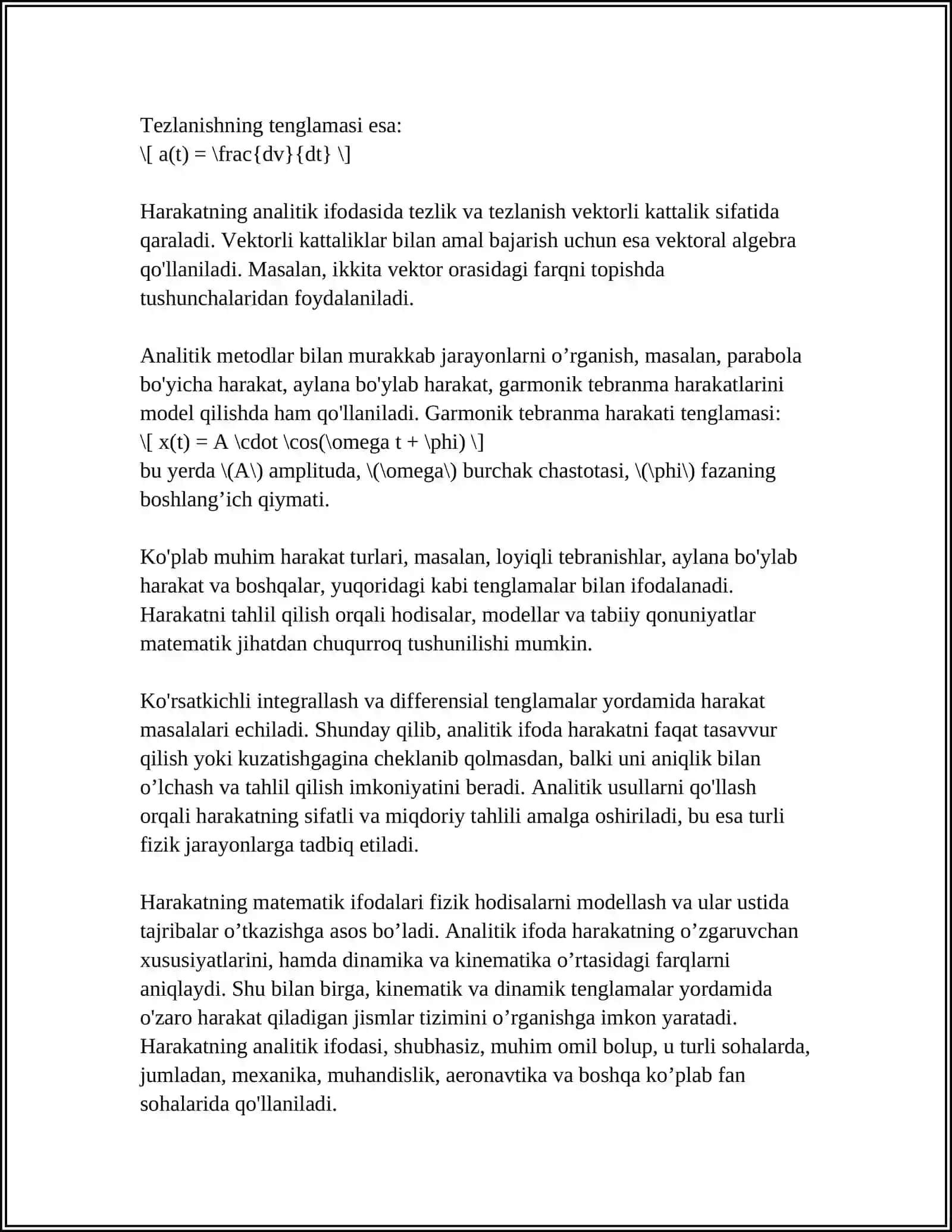 HARAKATNING ANALITIK IFODASI 4