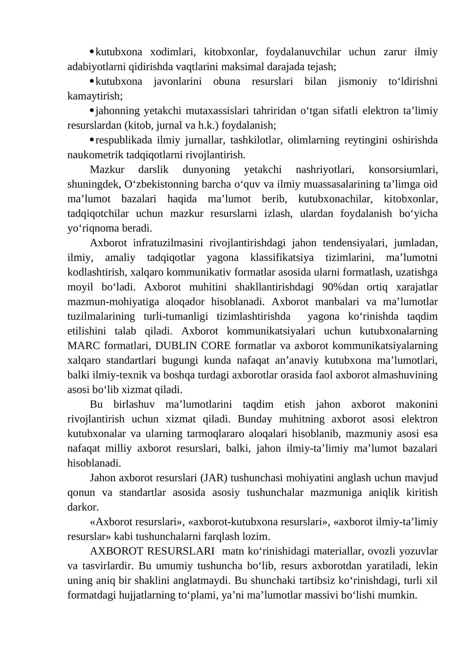 Jahon axborot resurslari fanining maqsad vazifalari 4