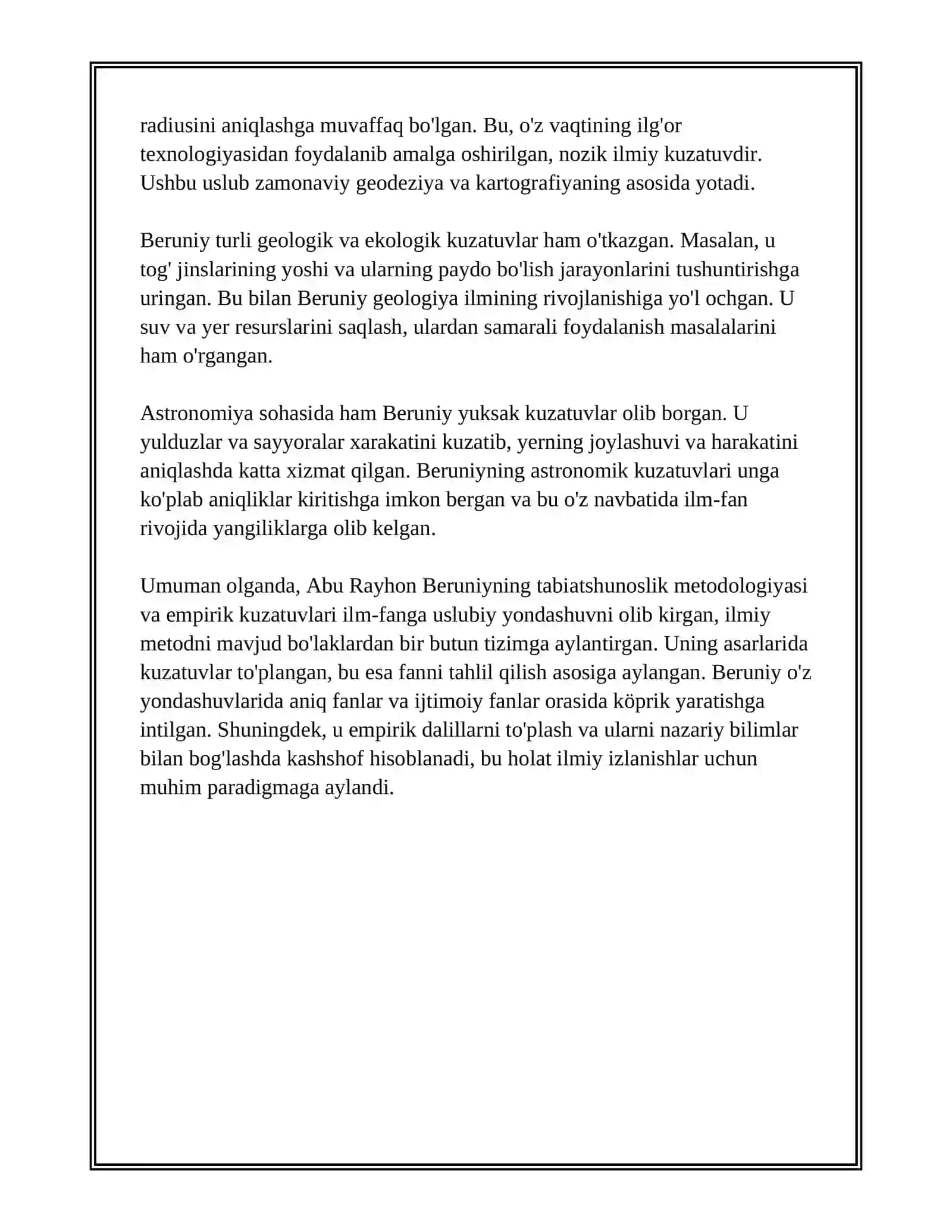 ABU RAYHON BERUNIYNING TABIIY ILMIY QARASHLARI VA MANAVIY MEROSI 4